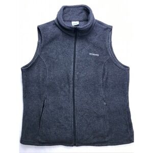 Columbia Womens Fleece Vest Charcoal Gray Full Zip Mock Neck Plus Size 1X